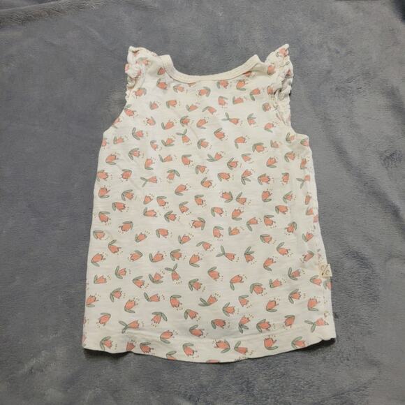Childhood Shirt Girls 18-24 Months Cream Sage Tulip Floral Breathable Cotton Top - Picture 2 of 10